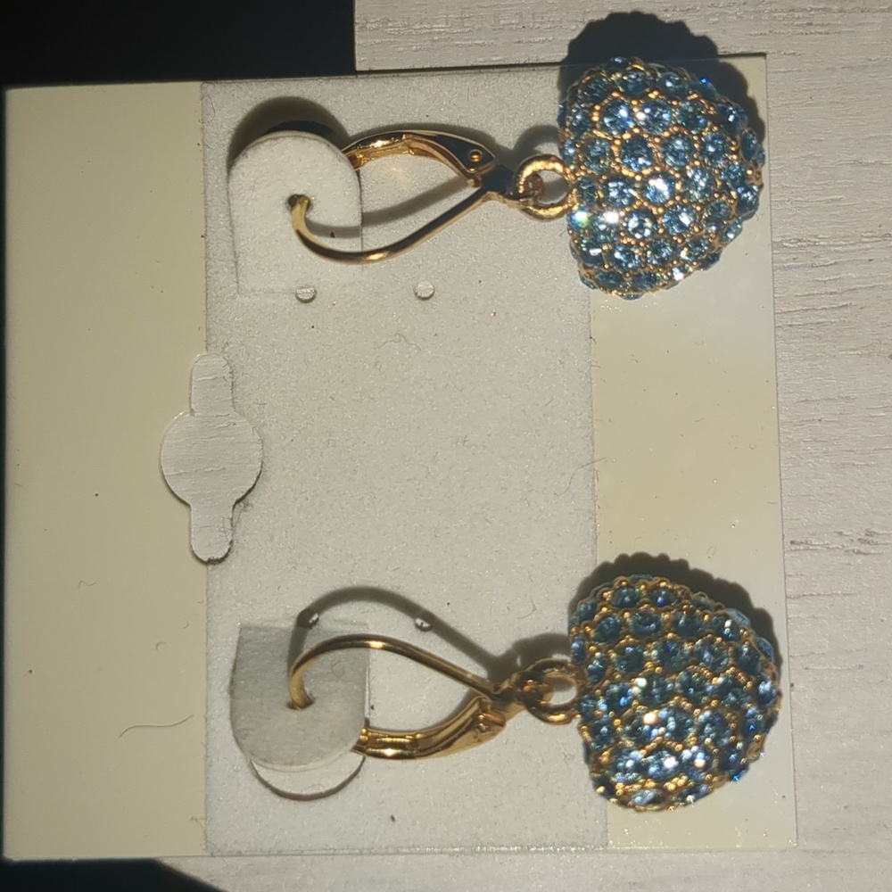 ~Blue Puffed Heart Earrings